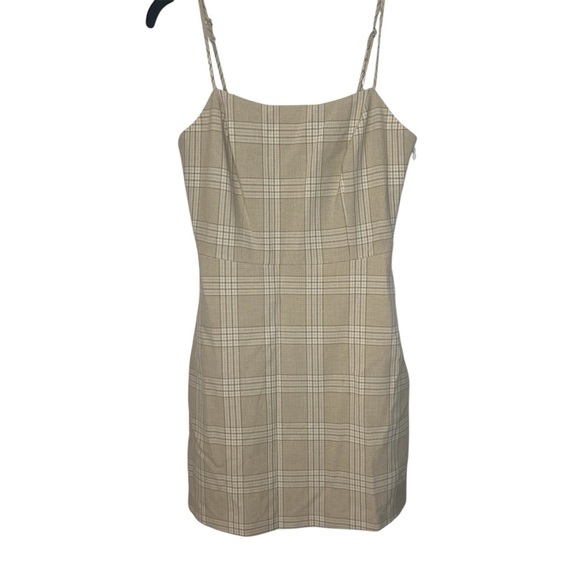 Aritzia Wilfred Beige/Tan Plaid Isabelle Mini Dress - Picture 1 of 8